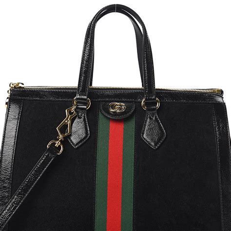 gucci ophidia medium top handle bag black|gucci black suede ophidia bag.